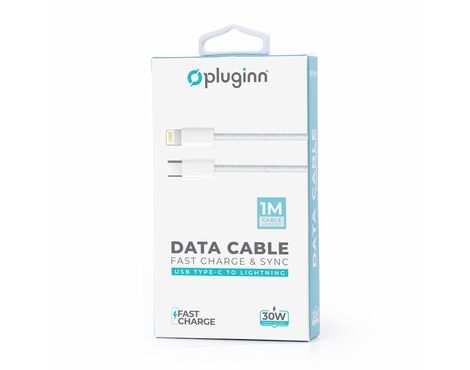 Data kabl Pluginn fast PD 30W Type C na Lightning beli 1m.