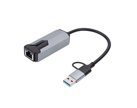 Adapter Type C - USB 3.0 JWD na 2.5Gbps Gigabitni LAN sivo crni.