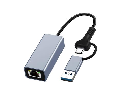 Adapter Type C - USB 3.0 JWD na Gigabitni LAN sivi.