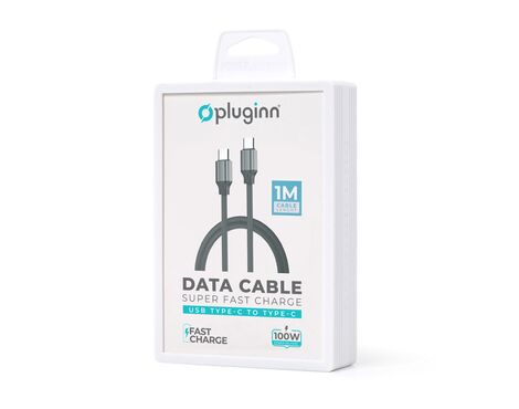 Data kabl Pluginn fast PD 100W Type C na Type C sivi 1m.