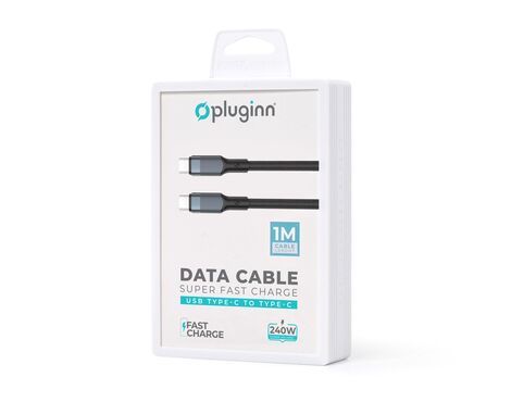 Data kabl Pluginn fast PD 240W Type C na Type C crni 1m.