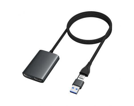Adapter Type C - USB 3.0 JWD na 2x HDMI 60Hz crni.