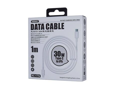 Data kabl REMAX RC-175i PD 30W iPhone Type C na iPhone lightning beli 1m.