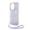 Futrola Guess Hc PC TPU Iridescent Glitter Pattern Peony Cordstrap - iPhone 15 ljubicasta (GUHCP15SHPELISU).
