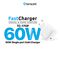 Kucni punjac Teracell Evolution TC-17GP, GaN, PPS, PD 3.0, 60W sa PD Type c kablom beli CE.