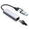 Adapter Type C - USB 3.0 JWD na LAN, 3x USB 3.0 4 u 1 sivi.