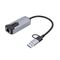 Adapter Type C - USB 3.0 JWD na 5Gbps Gigabitni LAN sivo crni.
